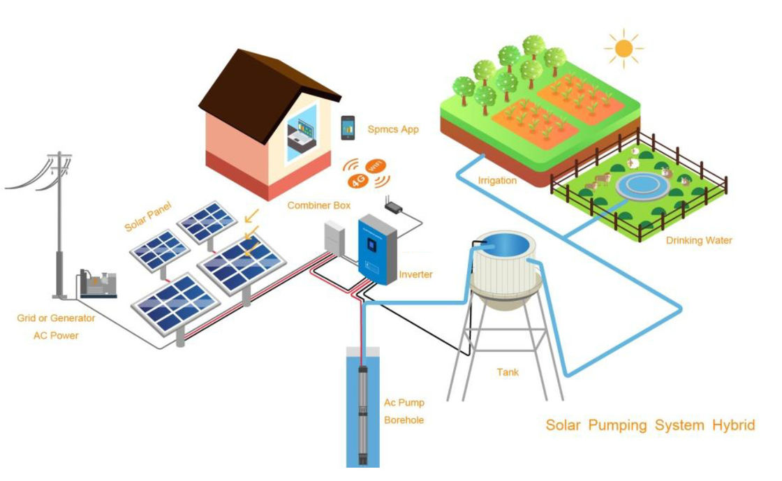 Sistema solar sin cepillo del bombeo de agua de la corriente continua para la ubicación rural